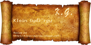 Klein György névjegykártya